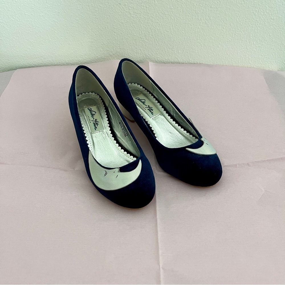 Collectif Blue Velour Lulu Hun Moon Luna Kitten Heels